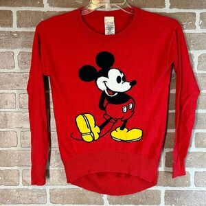 DISNEY MICKEY MOUSE Sweater Red LIGHTWEIGHT Knit Size Small Jerry Leigh